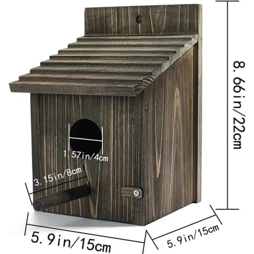 Wooden Bird House Wood Bird House for Outside with Pole for Finch, Bluebird